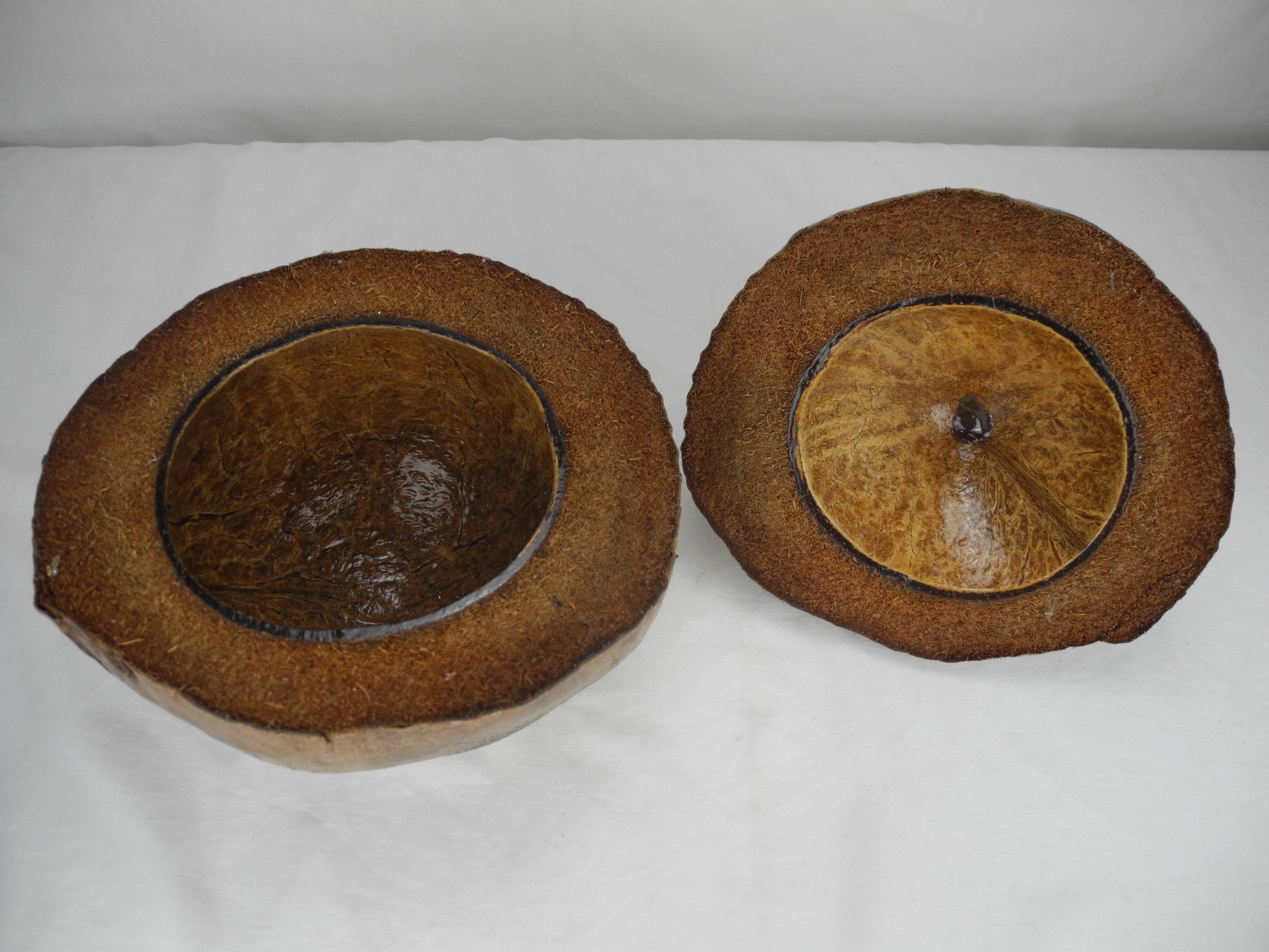 Old vintage decorative coconut ice cube bucket