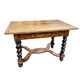 Dutch salon 1900, table and 4 chairs in marquetry stamped IDRAC.