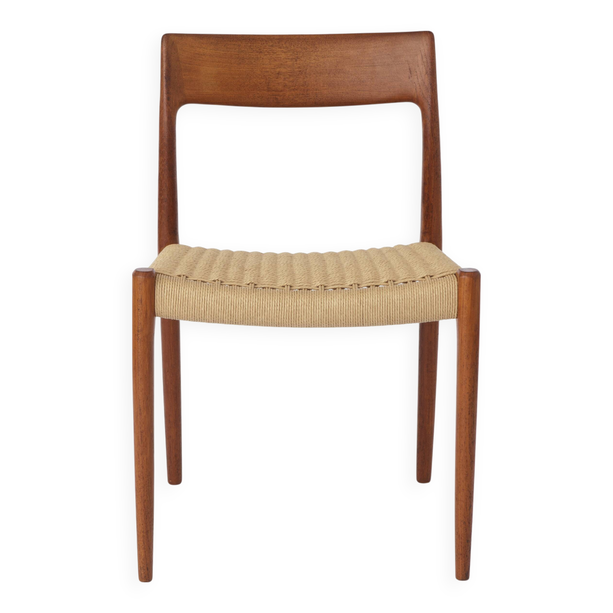 1 of 7 Niels Otto Møller Model 71 Teak Dining Chair (1951) – Handwoven Seat