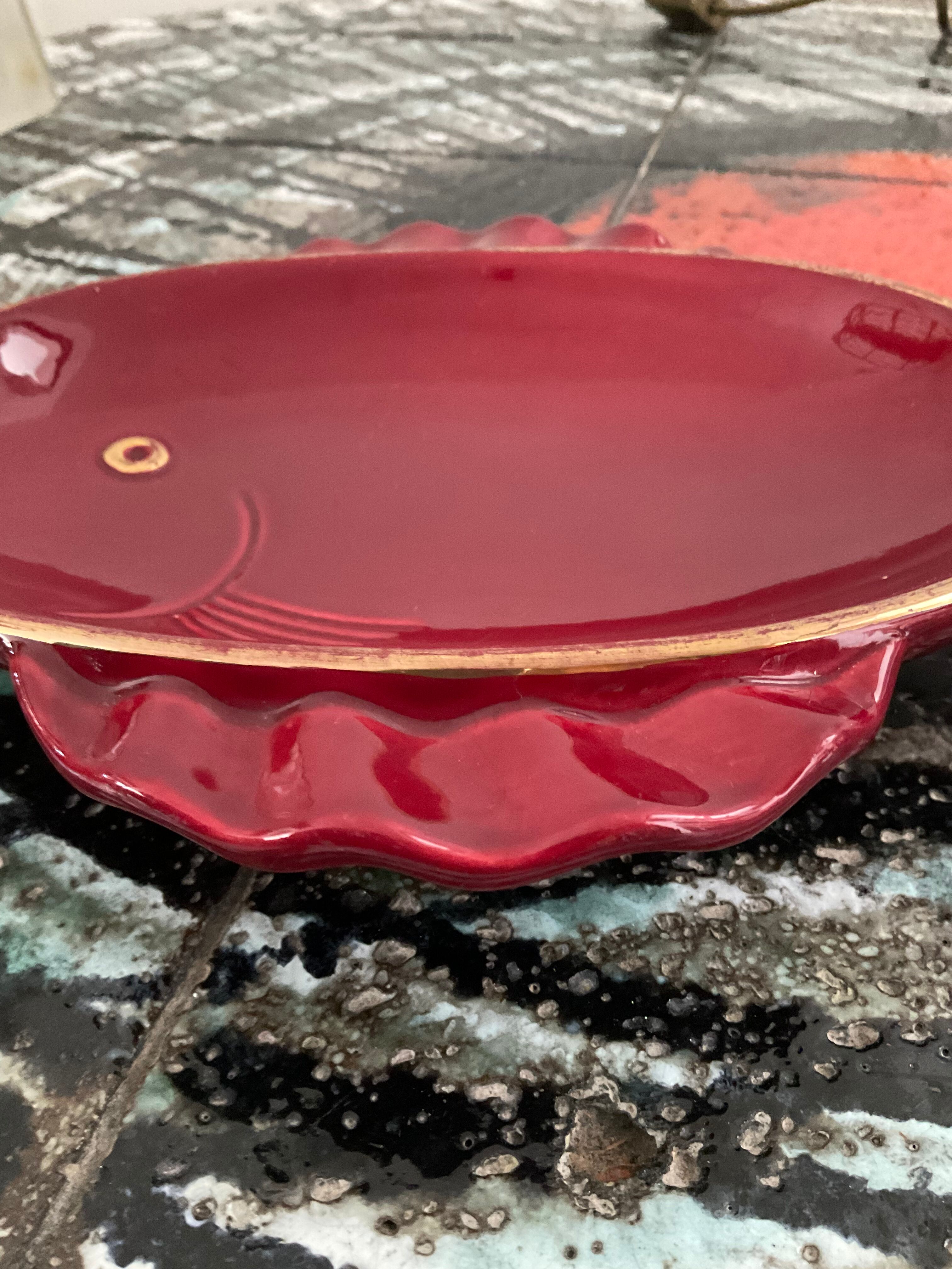 Empty vintage fish bag ceramic from Vallauris