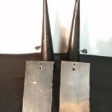 Paire d'appliques coniques en fer forgé, médiéval, électrifié en 1960