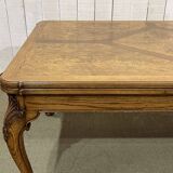 Chippendale extendable dining table in oak and burl elm
