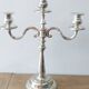 3-arm silver-plated metal candlesticks, candlesticks