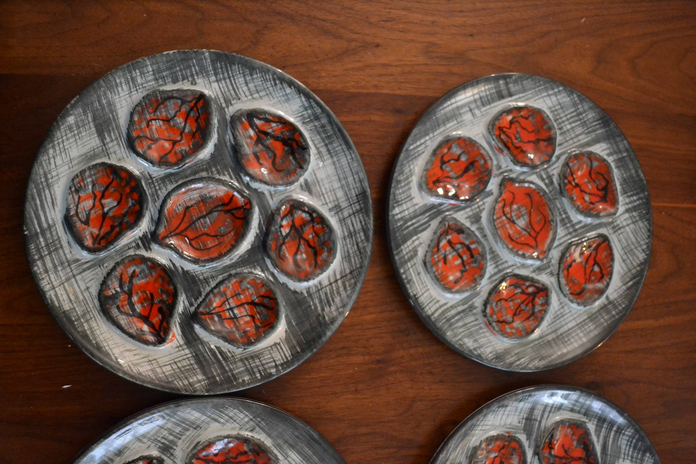 Set of 4 Pornic oyster plates