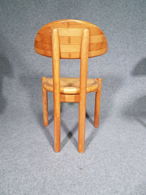 Lot de 4 chaises en érable massif, fabriquées par Ansager Møbler, Danemark. Fabrication artisanale danoise, estampillée.