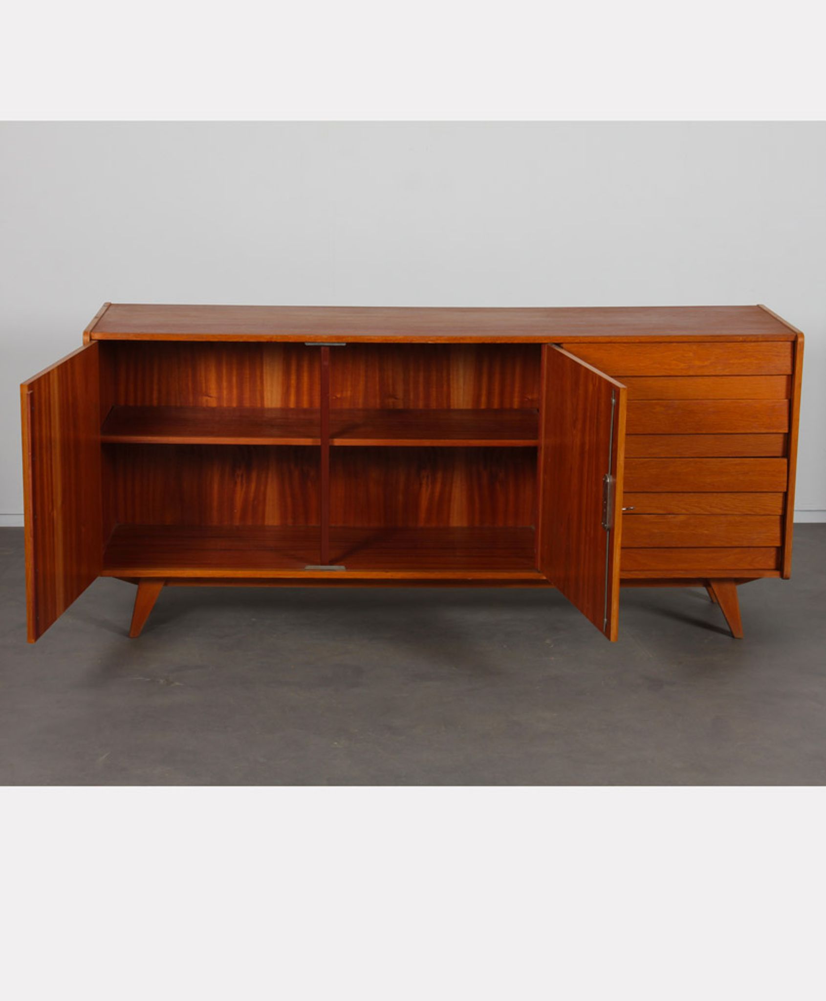 Wooden row by Jiroutek for Interier Praha, U-460, 1960