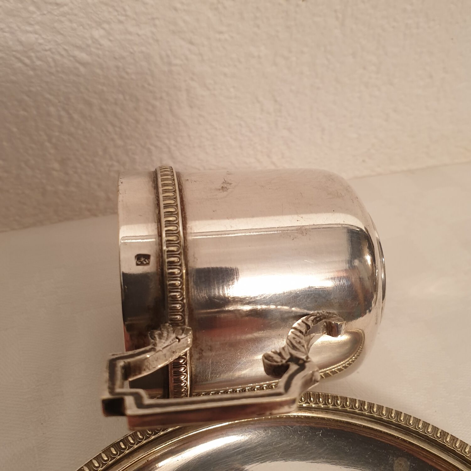 2 silver metal cups