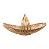 XXL - Panier en osier oblong avec anses vintage panier bateau en osier 60s