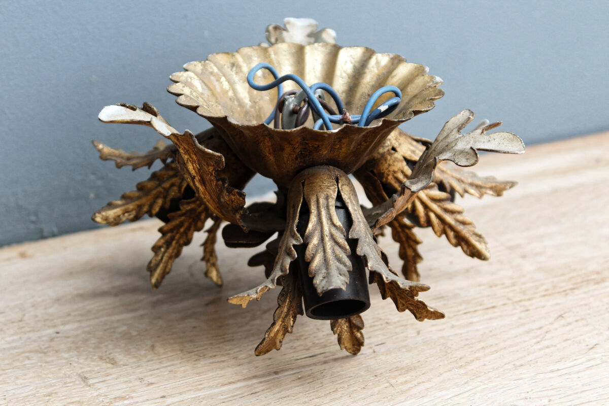 Vintage wall lamp, golden metal