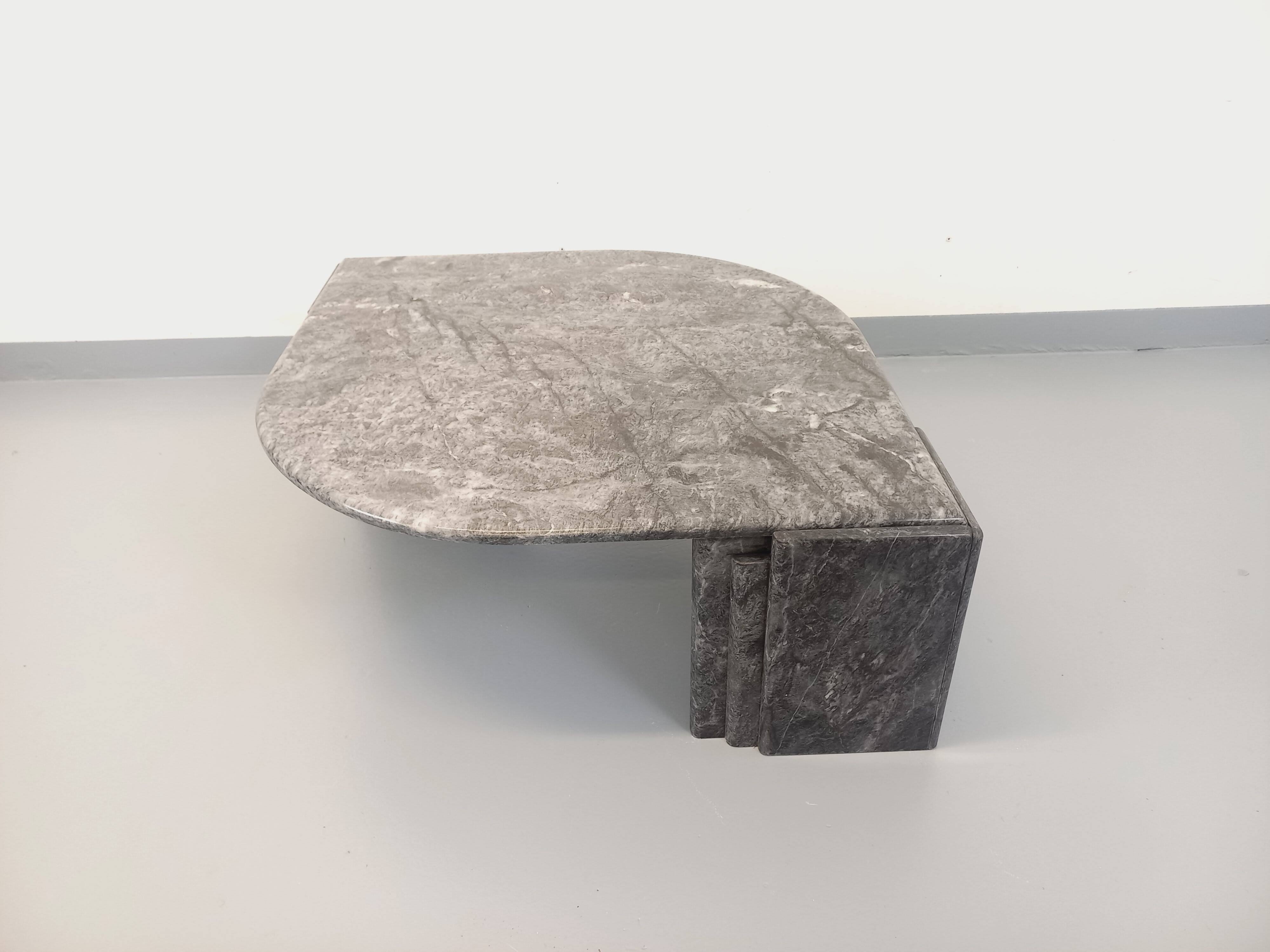 Vintage grey marble coffee table from the 1970s.