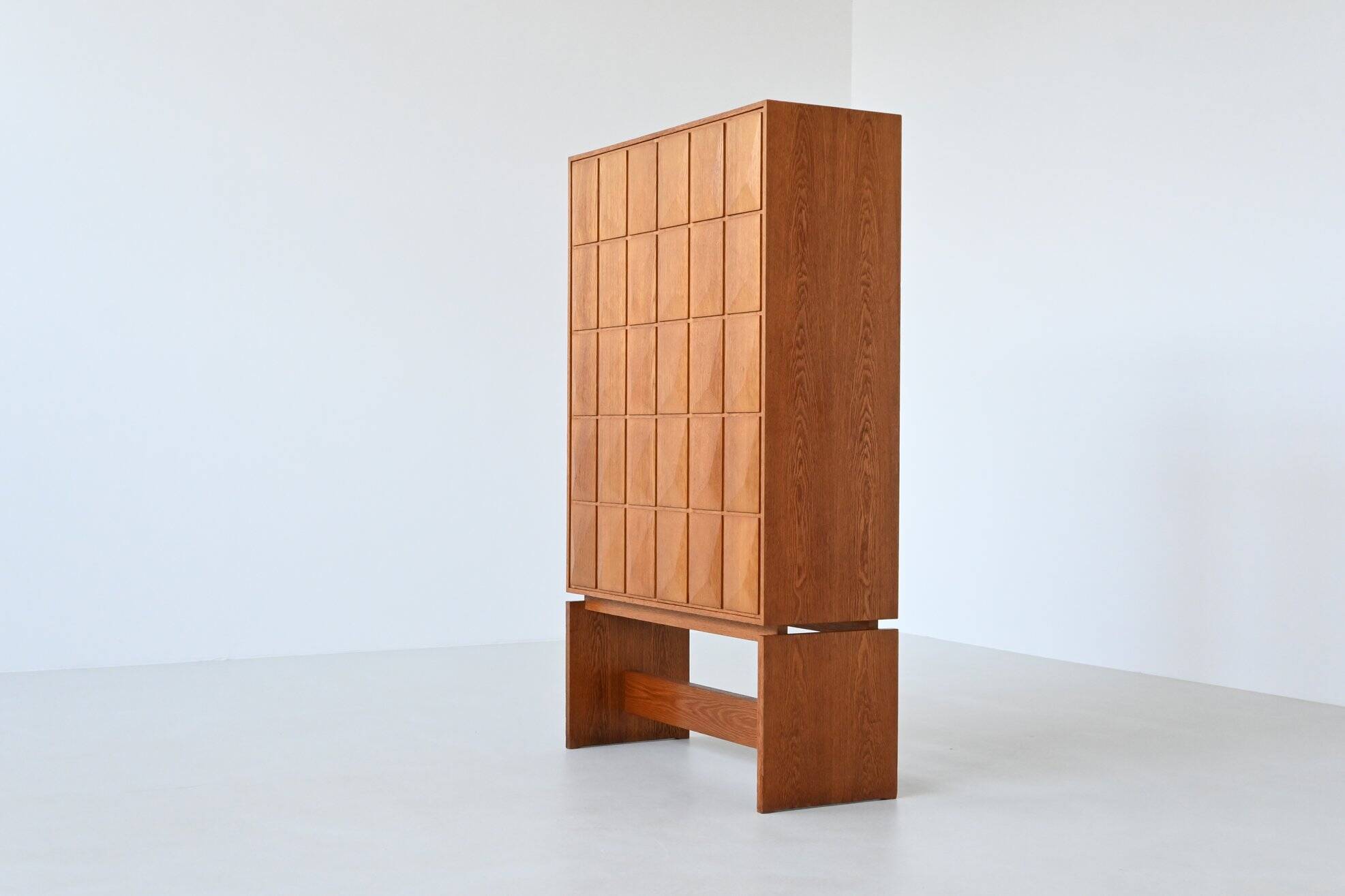 Large Brutalist highboard in oak Mid-Century Gemany 1970