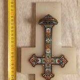 Cross enameled on onyx
