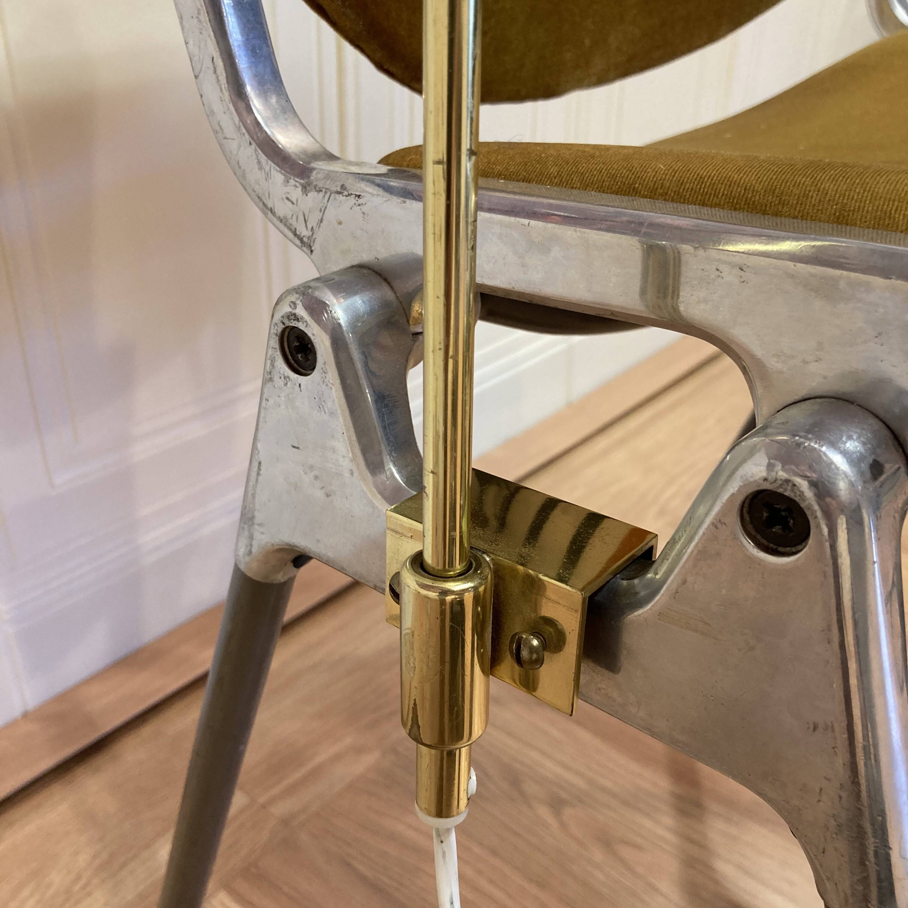 Pair of large modular industrial lamps from the 1950s.