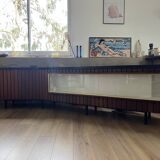 Vintage teak counter with display case