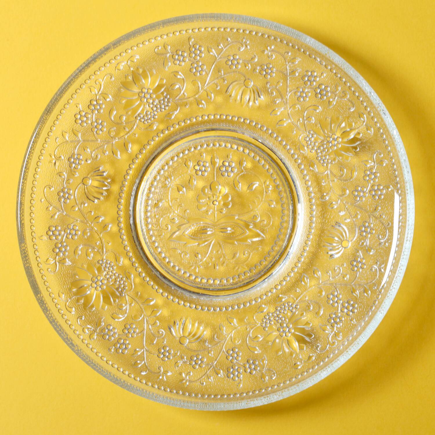 Cibulak Glass Plate: Mid-Century Clear Modern Platter by Pavel Panek/ 1974