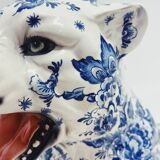 Tiger Statue Ceramic Delft Blue