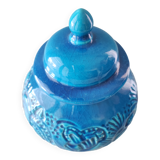 French art deco pottery turquoise vase and cover