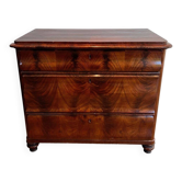 Commode à Trois Tiroirs en Acajou Flammé, France, vers 1820