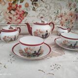 7-piece tête-à-tête tea set in Japanese porcelain, life scenes decor