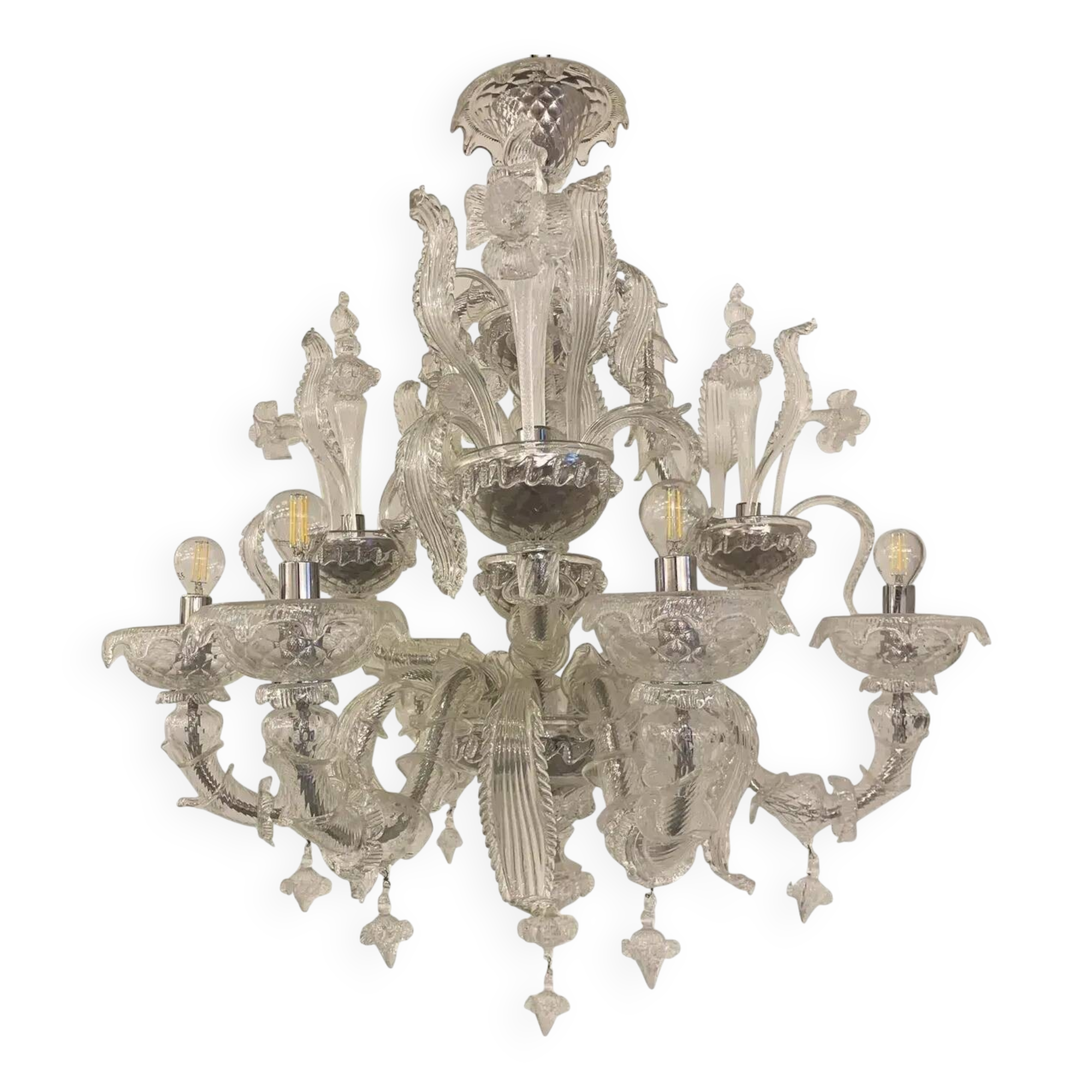 Murano-Style Chandelier in Clear Glass