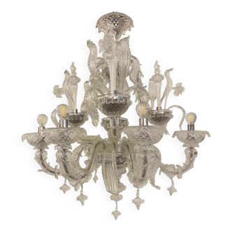 Murano-Style Chandelier in Clear Glass
