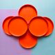 6 vintage orange plastic glass undersides from the 70s