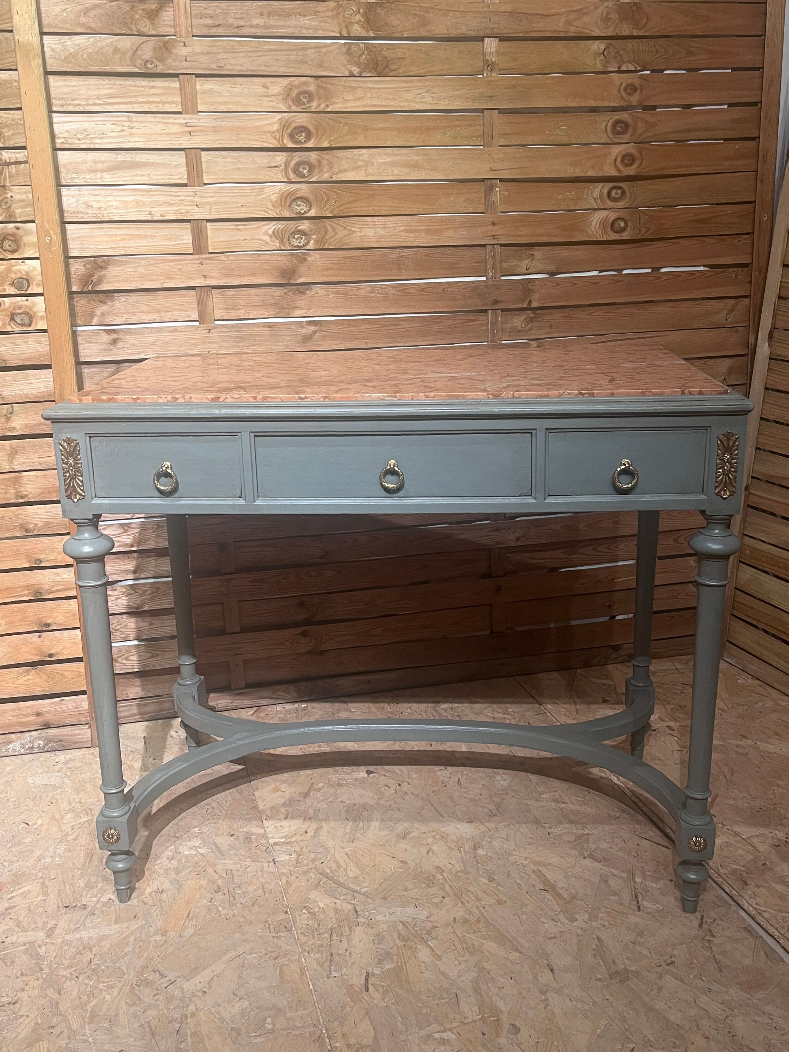 Table style Louis XVI period 1900 patinated and bronze