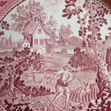Set of twelve flat plates Villeroy & Boch – Rusticana, English cottage design, pink colour.