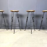 Vintage french wrought iron bar stools, 1960s - set of 4