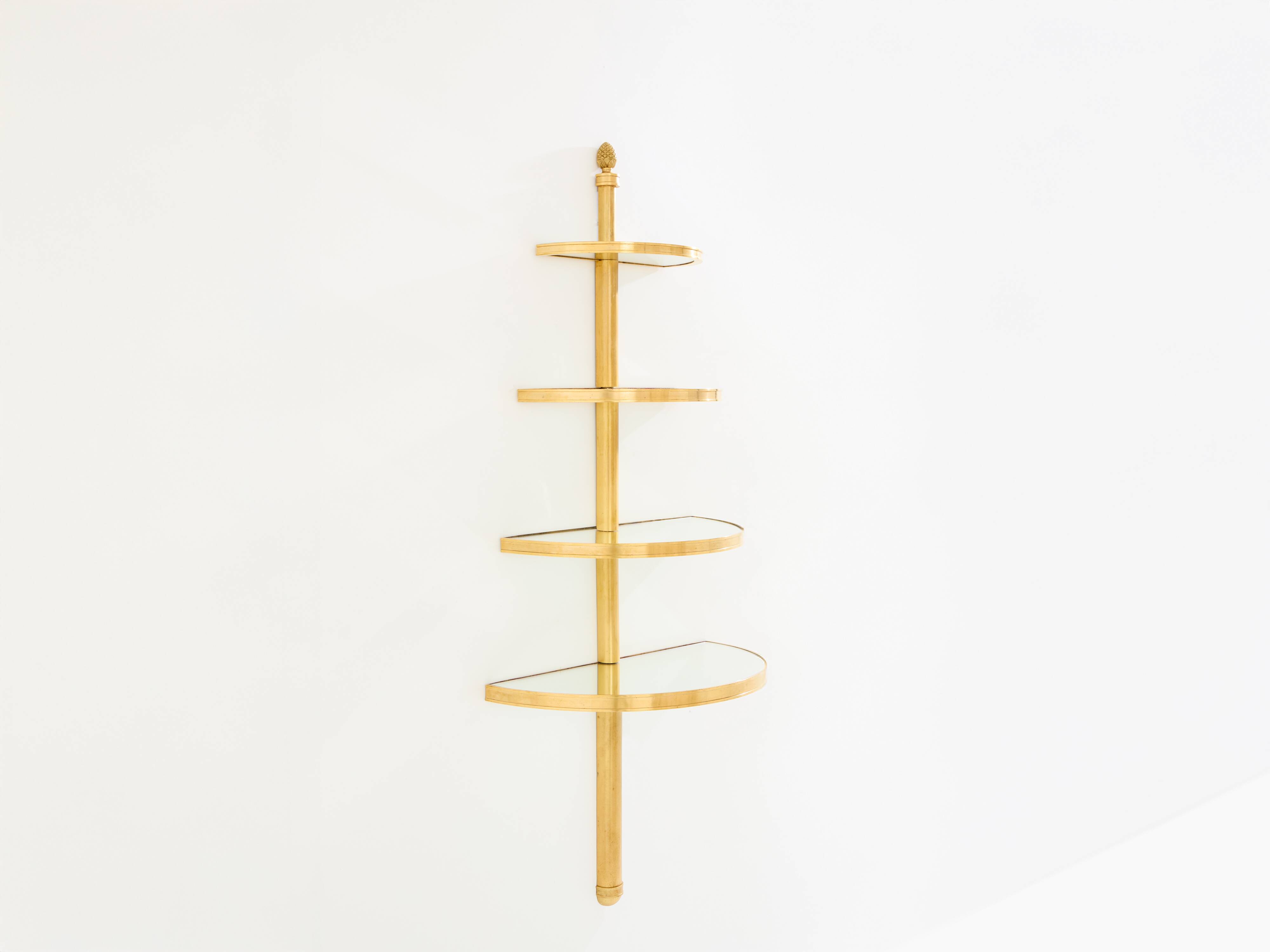 Neoclassical half-moon shelf Maison Jansen bronze and mirrors 1932