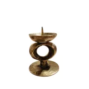 Vintage Brutalist Candle Holder in Solid Brass – Mid-Century Modern Design