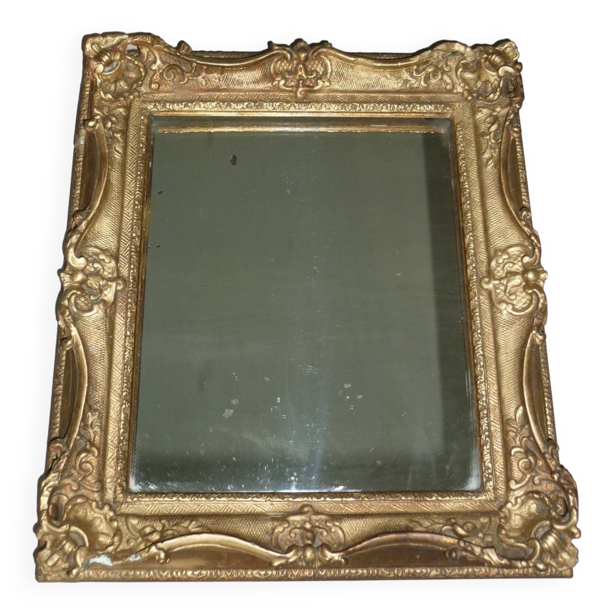 Wooden mirror and gilded stucco rocaille style 33x29