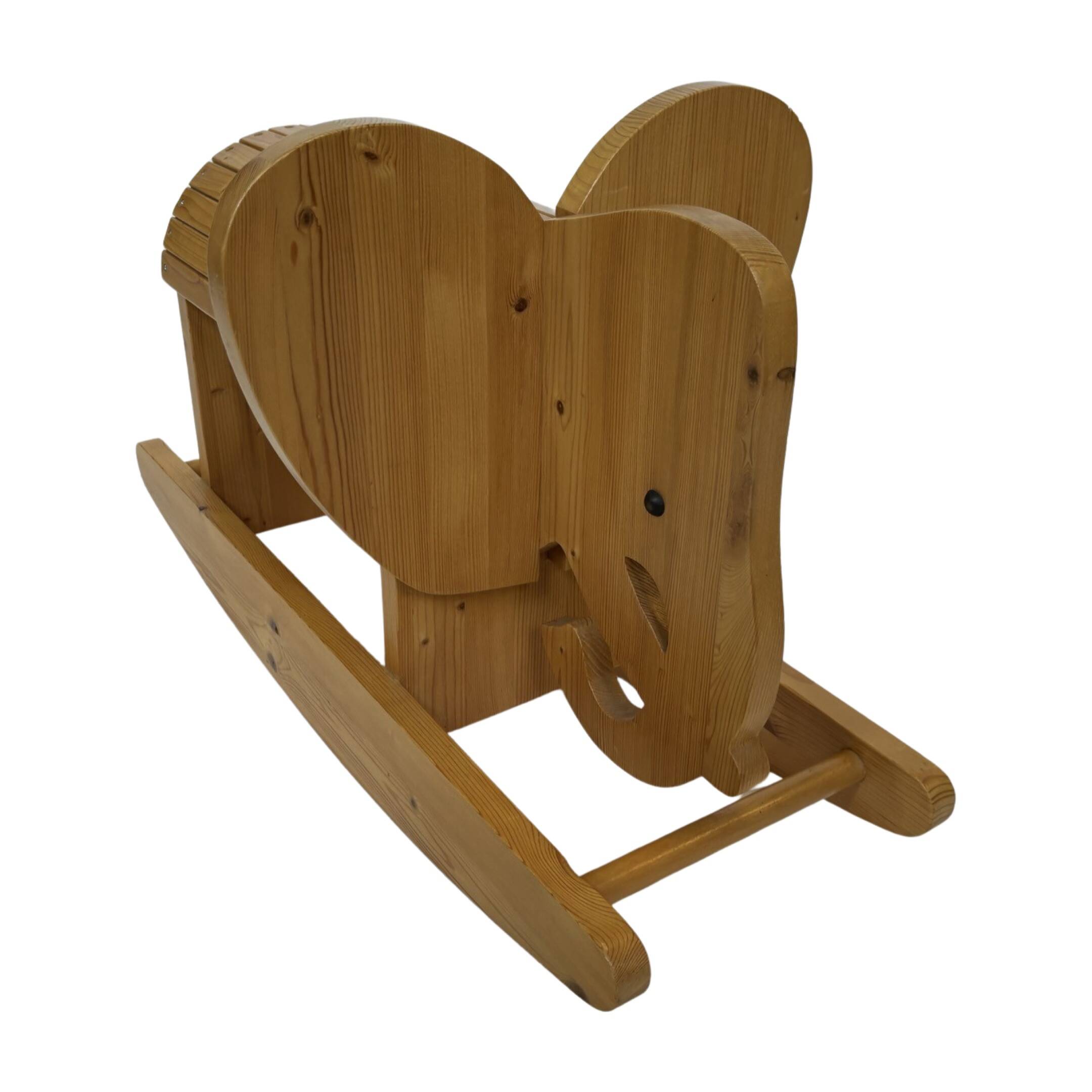 Vintage Swedish design Wooden Rocking Elephant jr  80's design