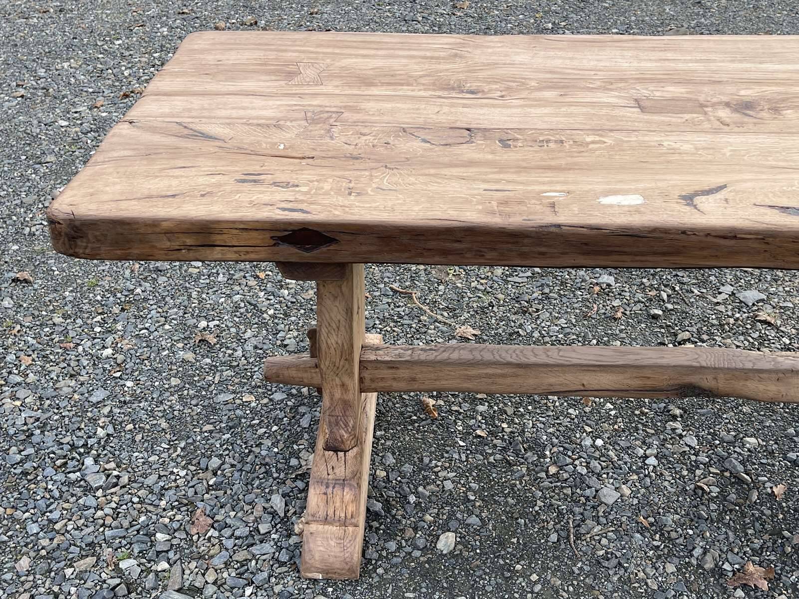 1930s monastery table in raw oak