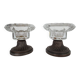 Two candle holders in bronze and crystal