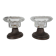 Two candle holders in bronze and crystal
