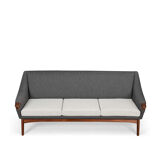 Danish Reupholstered Stylish Grey  3-seater by Johannes Andersen, 1960s
