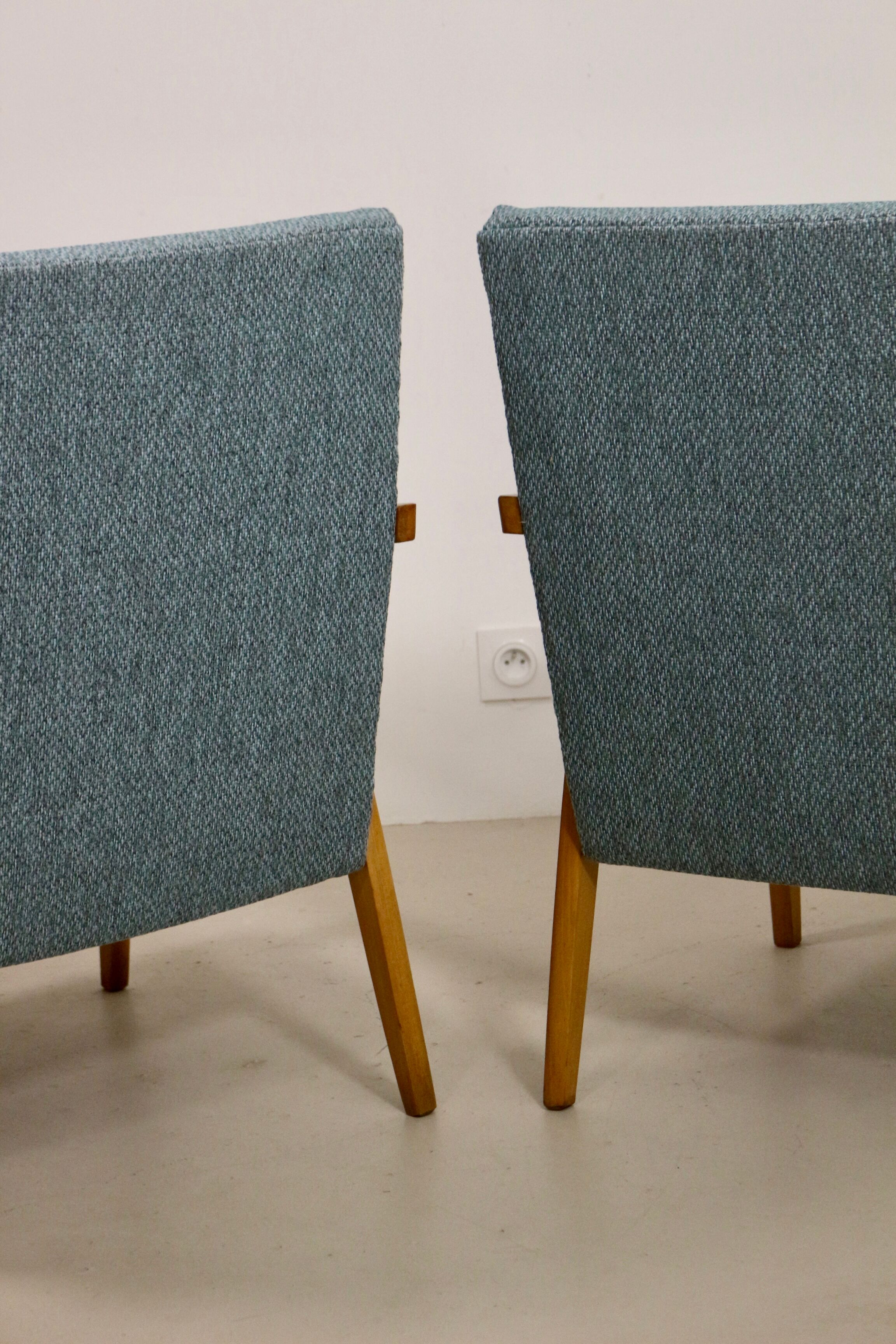 Pair of vintage armchairs in beech year 60