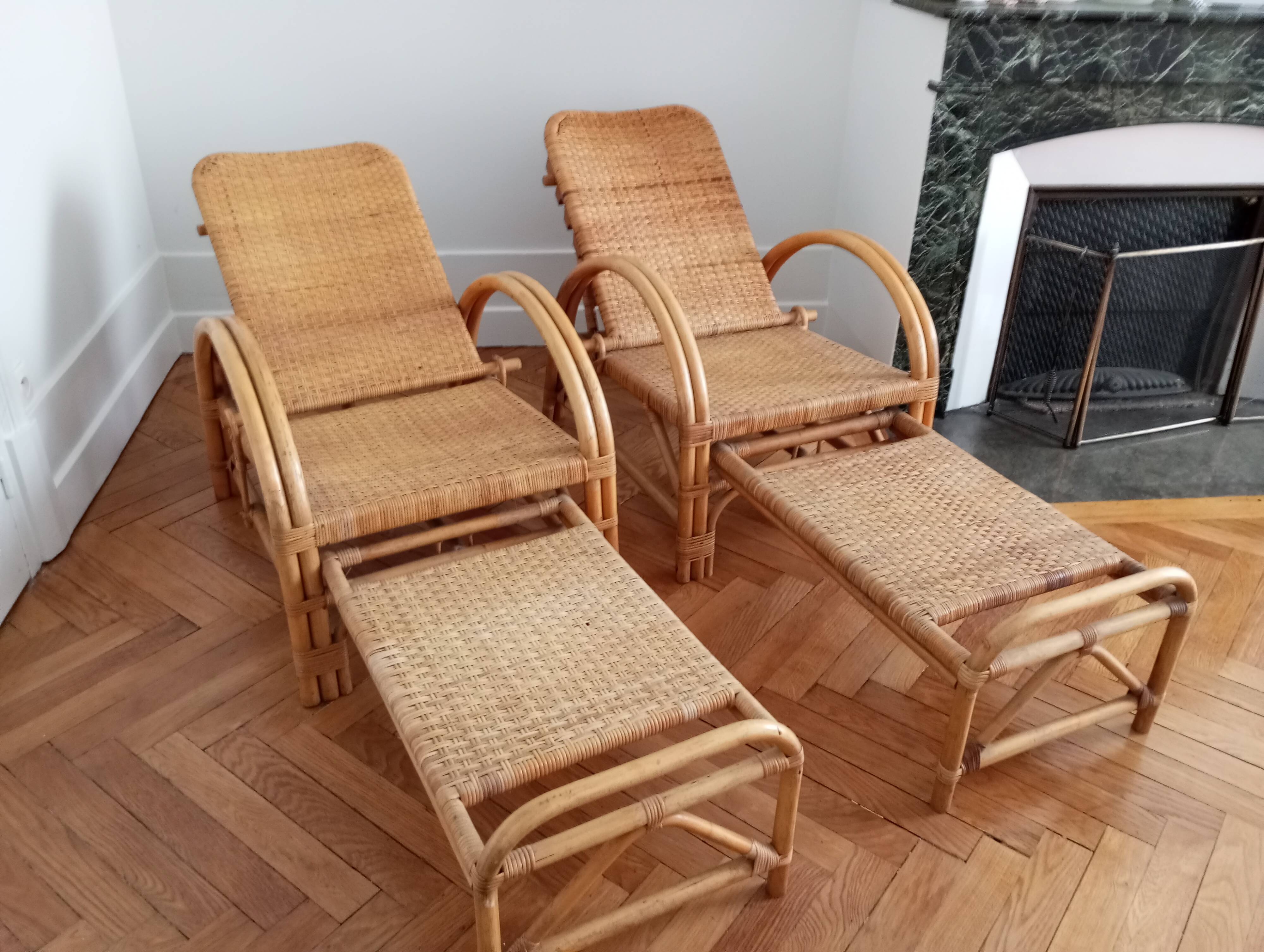 Old pair of deckchairs. 1960.