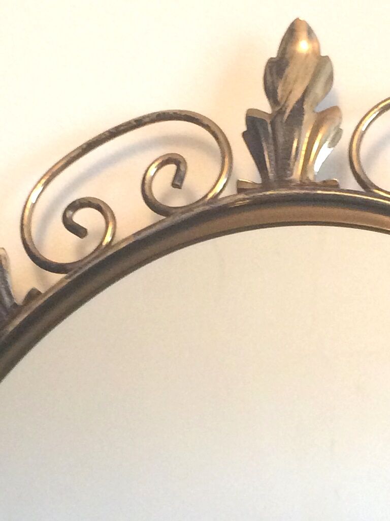 Deknudt 60s gold brass oval mirror- 65x50cm