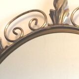 Deknudt 60s gold brass oval mirror- 65x50cm