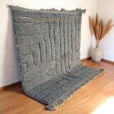Tapis berbere gris fait main en laine