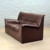 Afra and Tobia Scarpa for B&B Italia Chocolate Brown Leather Two Seat Sofas