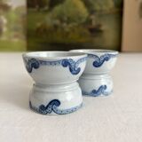 2 old diabolo egg cups, iron earth “Dutch” Creil and Montereau