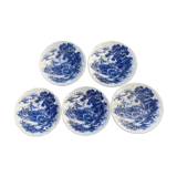 5 hollow plates / earthenware soup Gien Enoch Wedgwood style blue iron earth - vintage model
