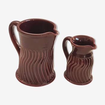 2 vintage ceramic pitchers Les Cyclades Anduze