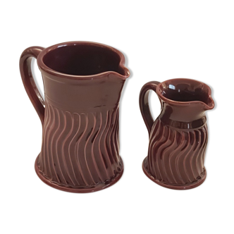 2 vintage ceramic pitchers Les Cyclades Anduze