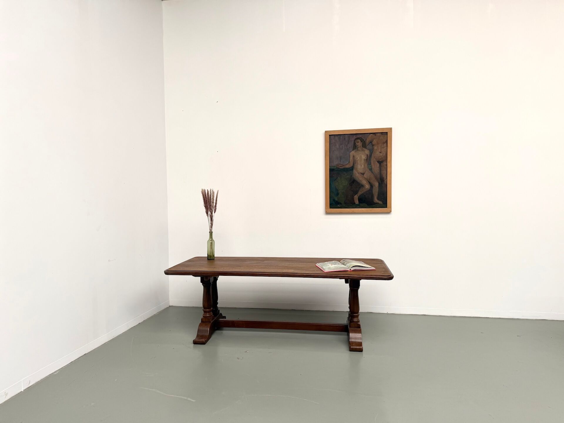 Table de ferme bourgeoise en chêne, années 50