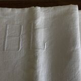 Linen sheet, reserve of antique trousseau, new with openwork and BL modernist L180