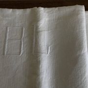Linen sheet, reserve of antique trousseau, new with openwork and BL modernist L180